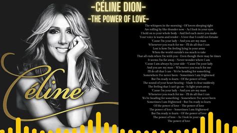 celine dion the power of love lyrics|i am your lady and you are my man lyrics.